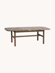 Oval Marble and Oak Wood Coffee Table Hammond - thumbnail 1