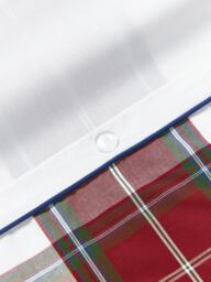 Checked Cotton Percale Duvet Cover Scarlet with Piping - thumbnail 4