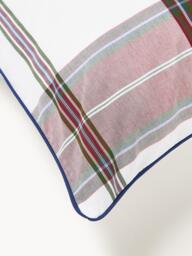 Checked Cotton Percale Duvet Cover Scarlet with Piping - thumbnail 7
