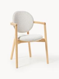 Wooden Dining Chair Maia with Bouclé Upholstery - thumbnail 1