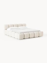 Upholstered Bouclé Bed Tayla with Storage Space - thumbnail 1