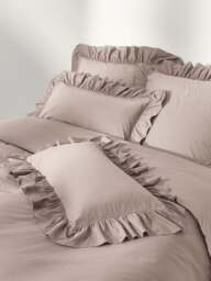 Washed Cotton Percale Pillowcase Louane with Ruffles - thumbnail 2
