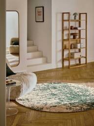 Round Hand-Woven Wool Rug Cynthia with Abstract Pattern - thumbnail 6