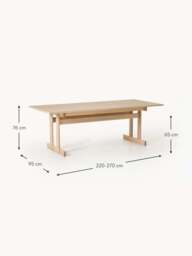 Extendable Oak Wood Dining Table Brynn, in various sizes - thumbnail 9
