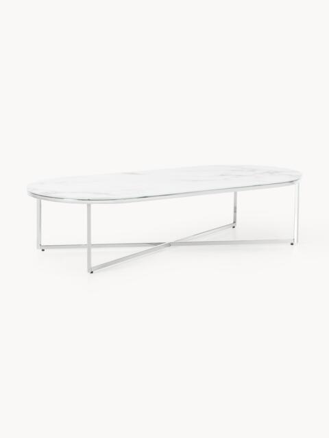 Oval Coffee Table Antigua with Marble Effect Glass Top - image 1