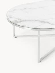 Oval Coffee Table Antigua with Marble Effect Glass Top - thumbnail 4