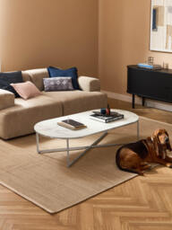Oval Coffee Table Antigua with Marble Effect Glass Top - thumbnail 6