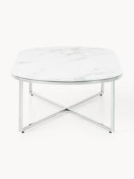 Oval Coffee Table Antigua with Marble Effect Glass Top - thumbnail 3