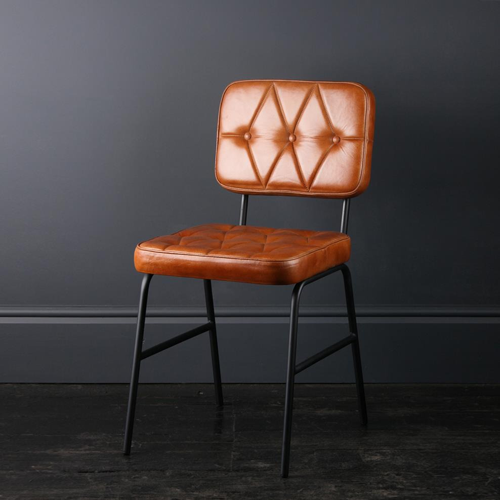 Curzon Dining Chair - Tan Seat - Black Base  - Where Saints Go Tan, Black Leather - image 1