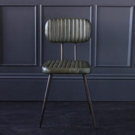 Memphis Dining Chair - Green Seat - Pewter Base  - Where Saints Go Green, Pewter Leather - thumbnail 1