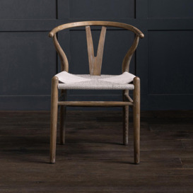 Wishbone Inspired Olson Dining Chair - Weathered Grey Elm Frame - Grey Seat  - Where Saints Go Elm Grey Ash - thumbnail 1