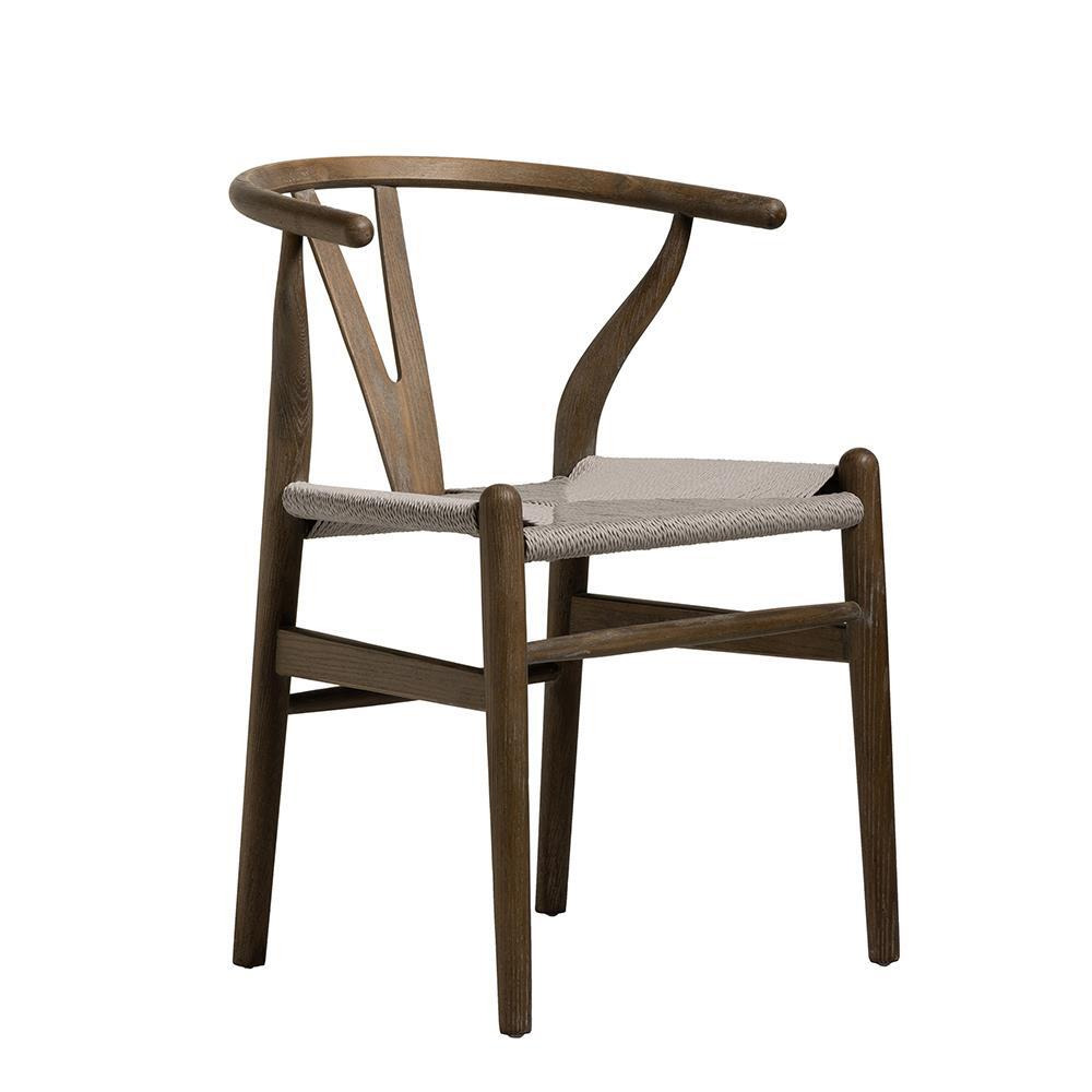 Wishbone Inspired Olson Dining Chair - Weathered Grey Elm Frame - Grey Seat  - Where Saints Go Elm Grey Ash - image 1