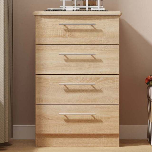 Crowndale Sherwood 4 Drawer Bardolino Oak Midi Chest of Drawers - Brown - Wilko - image 1