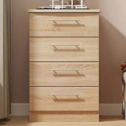 Crowndale Sherwood 4 Drawer Bardolino Oak Midi Chest of Drawers - Brown - Wilko - thumbnail 1