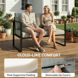 Outsunny 4 Seater Grey Garden Sofa Lounge Set with Cushion - Wilko - thumbnail 6