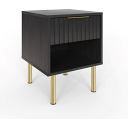 GFW Nervata Single Drawer Single Shelf Black Lamp Table - Size: 39 x 39 x 49cm - Wilko - thumbnail 4