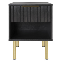 GFW Nervata Single Drawer Single Shelf Black Lamp Table - Size: 39 x 39 x 49cm - Wilko - thumbnail 3