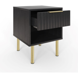GFW Nervata Single Drawer Single Shelf Black Lamp Table - Size: 39 x 39 x 49cm - Wilko - thumbnail 5