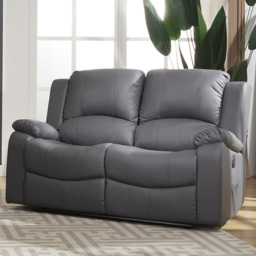 Glendale 2 Seater Grey Bonded Leather Electric Recliner Sofa - Artemis Home - Wilko