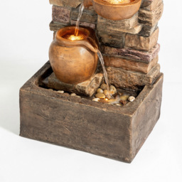 Teamson Home 4-TierLED Brown Cascading Bowl Stacked Stone Outdoor Waterfall Fountain - Size: 72.39 x 25.73 x 34.75cm - Wilko - thumbnail 6