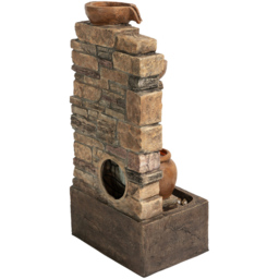 Teamson Home 4-TierLED Brown Cascading Bowl Stacked Stone Outdoor Waterfall Fountain - Size: 72.39 x 25.73 x 34.75cm - Wilko - thumbnail 5
