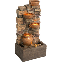 Teamson Home 4-TierLED Brown Cascading Bowl Stacked Stone Outdoor Waterfall Fountain - Size: 72.39 x 25.73 x 34.75cm - Wilko - thumbnail 4
