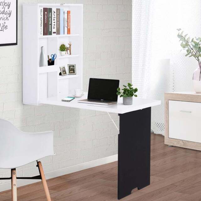 Portland Multifunctional Folding Wall-Mounted Drop-Leaf Table White - Size: 60 x 94 x 147cm - Wilko - image 1