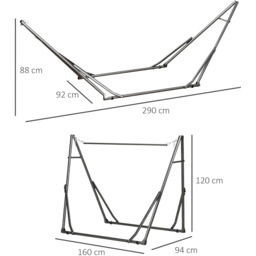 Outsunny Foldable Hammock Stand Black - Size: 15 x 17.5 x 126cm - Wilko - thumbnail 7