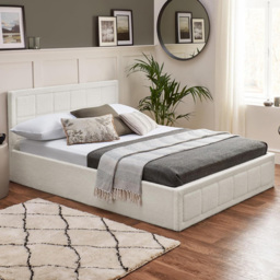 Home Treats Small Double Boucle Plush Ottoman Storage Bed - White - Wilko - thumbnail 1
