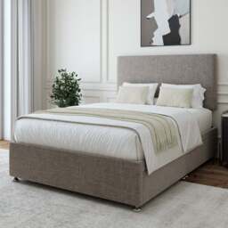 Bedmaster Small Double Slate Linen 4 Drawer Divan Base with Valencia Headboard - Grey - Wilko