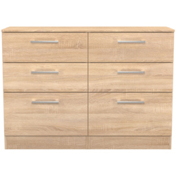 Crowndale Devon 6 Drawer Bardolino Oak Wide Chest of Drawers Ready Assembled - Wilko - thumbnail 4