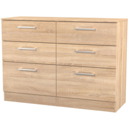 Crowndale Devon 6 Drawer Bardolino Oak Wide Chest of Drawers Ready Assembled - Wilko - thumbnail 3