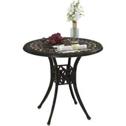 Outsunny Round Garden Dining Table with Parasol Hole Bronze Tone - Size: 74 x 78 x 78cm - Blonde - Wilko - thumbnail 3