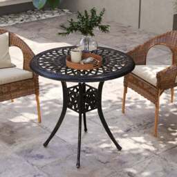 Outsunny Round Garden Dining Table with Parasol Hole Bronze Tone - Size: 74 x 78 x 78cm - Blonde - Wilko - thumbnail 5