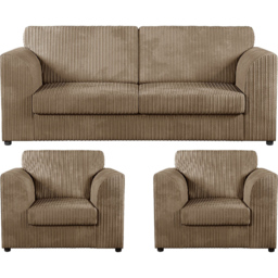 Luxor 5 Seater Coffee Jumbo Cord Full Back Sofa Suite - Cream - Wilko - thumbnail 3