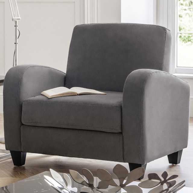 Julian Bowen Vivo Dusk Grey Chenille Chair - Size: Single - Wilko - image 1