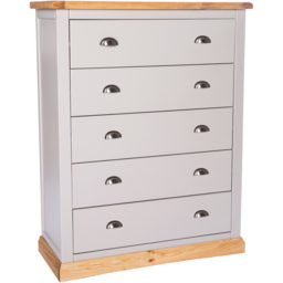 Cabinet Bits Bomporto 5 Drawer Grey Chrome Cup Handle Chest of Drawers - Wilko - thumbnail 4