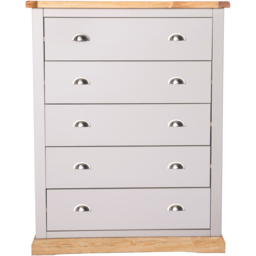 Cabinet Bits Bomporto 5 Drawer Grey Chrome Cup Handle Chest of Drawers - Wilko - thumbnail 3