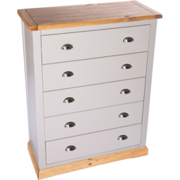 Cabinet Bits Bomporto 5 Drawer Grey Chrome Cup Handle Chest of Drawers - Wilko - thumbnail 5