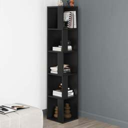 Decortie Piano Black Marble Effect 3 Tier Tall Corner Bookcase Display Unit - Wilko