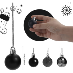 Shatchi Black Shatterproof Christmas Bauble 12 Pack - Wilko - thumbnail 5
