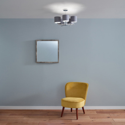 Pacific Lifestyle Plaza 5 Arm Silver Metal and Grey Linen Pendant Light - Wilko - thumbnail 3