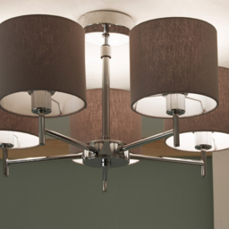 Pacific Lifestyle Plaza 5 Arm Silver Metal and Grey Linen Pendant Light - Wilko - thumbnail 5