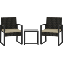 Outsunny 2 Seater Khaki PE Rattan Bistro Set with Cushion - Wilko - thumbnail 3
