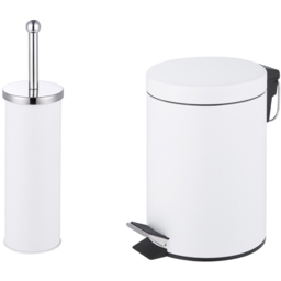 Innoteck Essentials White Pedal Dustbin and Toilet Brush with Holder Set - Size: 26 x 16.8 x 16.8cm - Wilko
