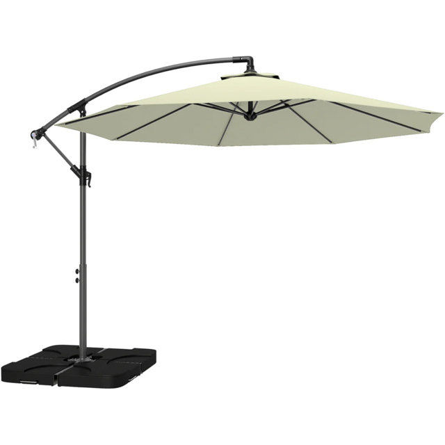 Outsunny Beige Cantilever Banana Parasol with Base Weights 3m - Wilko - image 1