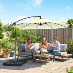 Outsunny Beige Cantilever Banana Parasol with Base Weights 3m - Wilko - thumbnail 3