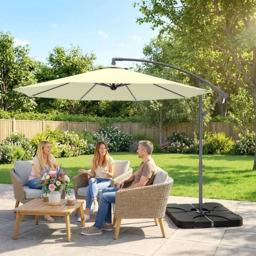 Outsunny Beige Cantilever Banana Parasol with Base Weights 3m - Wilko - thumbnail 4
