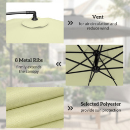 Outsunny Beige Cantilever Banana Parasol with Base Weights 3m - Wilko - thumbnail 7