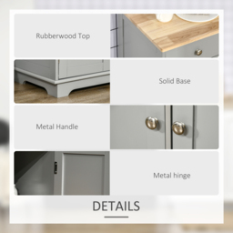HOMCOM 3 Door 3 Drawer Grey Sideboard - Size: 114 x 19 x 48cm - Wilko - thumbnail 7